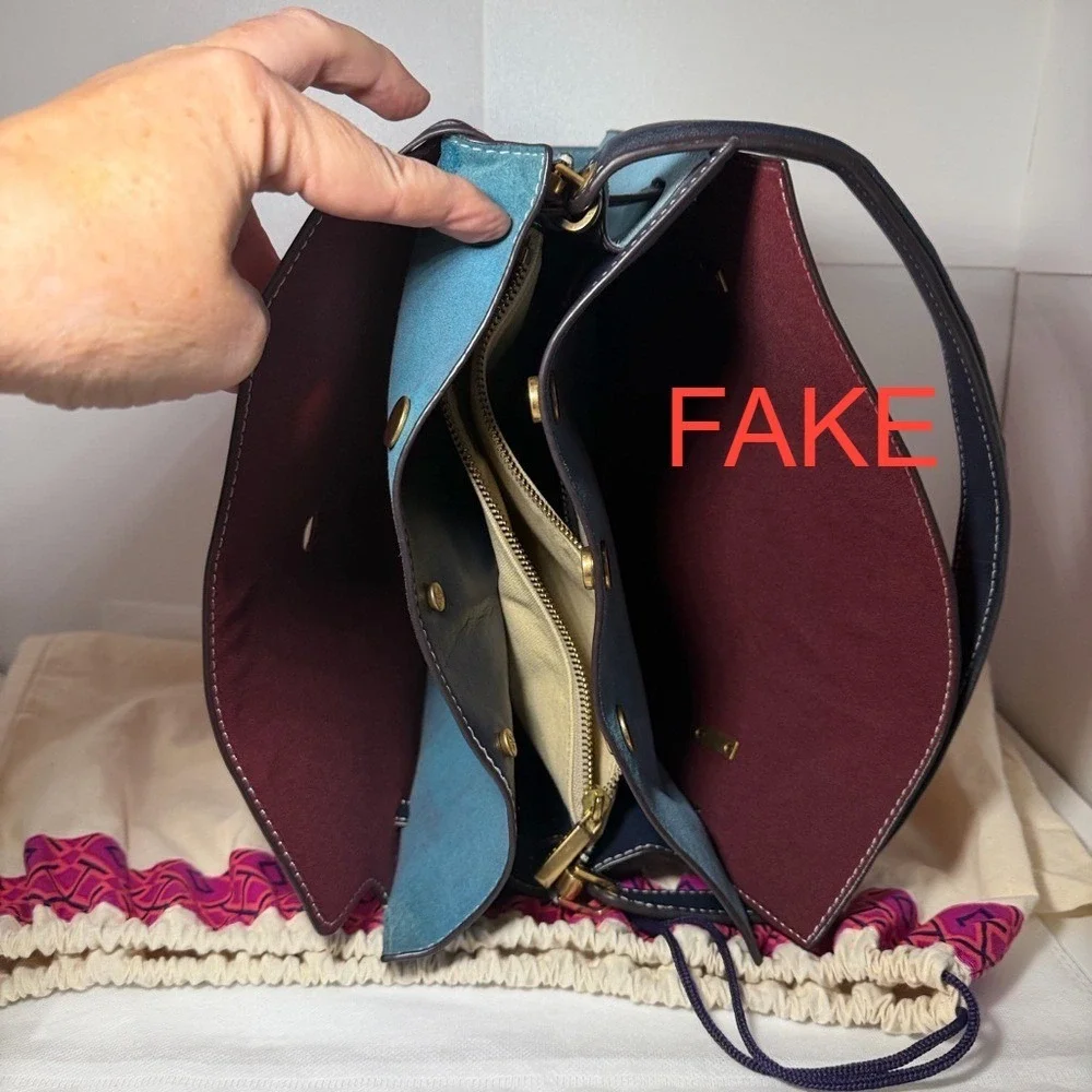 Don't buy a FAKE Tory Burch Lee Radziwill Suede/Leather double bag!